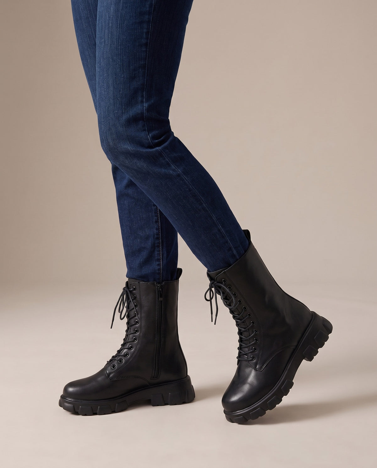 joan-lace-up-mid-calf-combat-boots-women-s-black-leather-look-chunky-lug-sole-boots 5