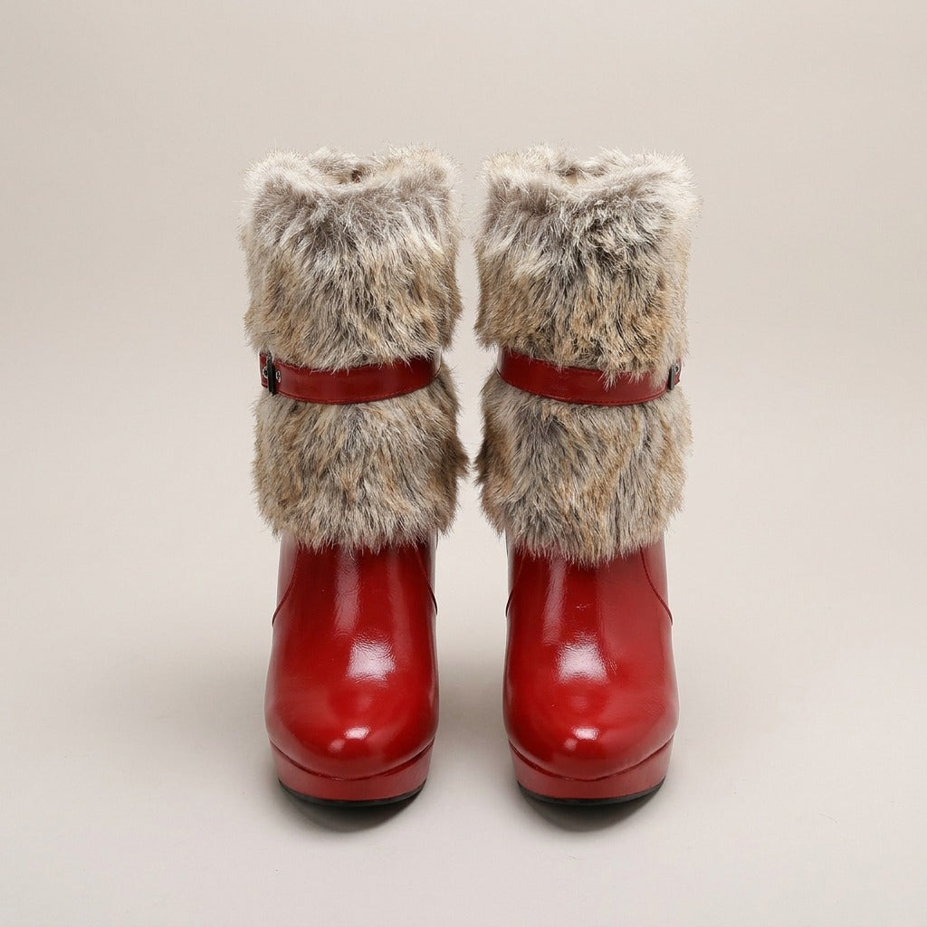 joelle-faux-fur-cuff-platform-heel-boots-women-s-red-leather-look-buckle-ankle-boots 3