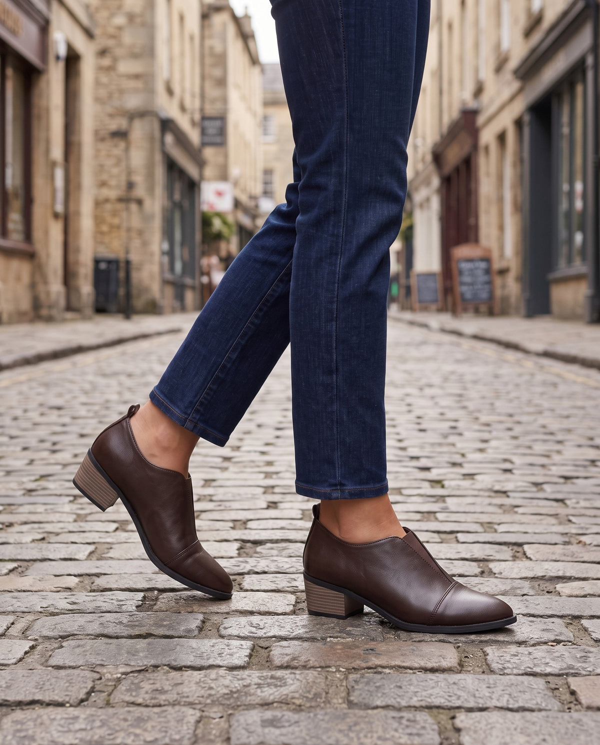 joss-pointed-toe-slip-on-ankle-boots-women-s-brown-leather-look-block-heel-shooties 6