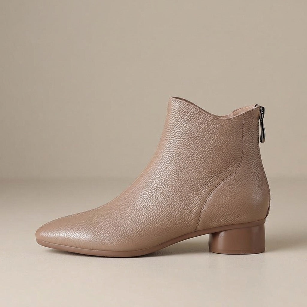 juliette-low-block-heel-back-zip-ankle-boots-women-s-taupe-leather-look-pointed-toe-booties 2