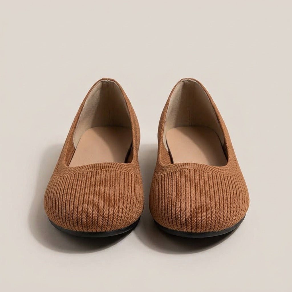 June ribbed knit flats, pair, front view