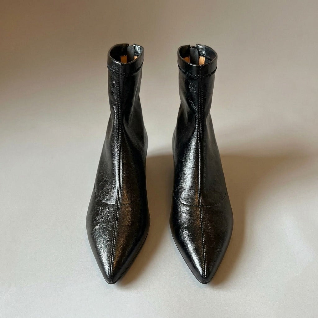 kate-pointed-toe-stretch-ankle-boots-women-s-black-leather-look-wedge-heel-booties 3