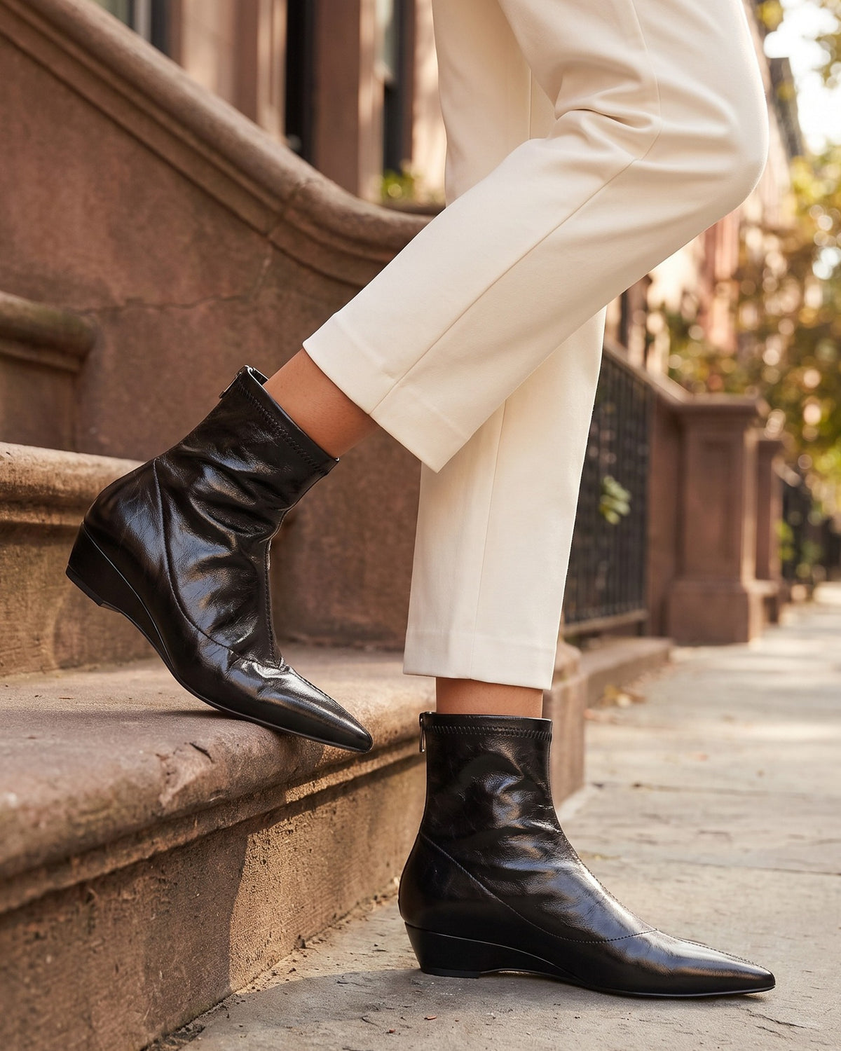 kate-pointed-toe-stretch-ankle-boots-women-s-black-leather-look-wedge-heel-booties 6