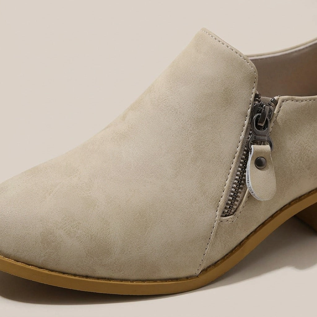 kira-side-zip-block-heel-booties-women-s-beige-distressed-leather-look-ankle-boots 4