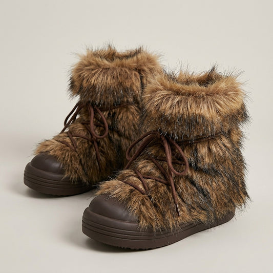 lacey-fuzzy-faux-fur-snow-boots-women-s-brown-lace-up-platform-winter-boots 1