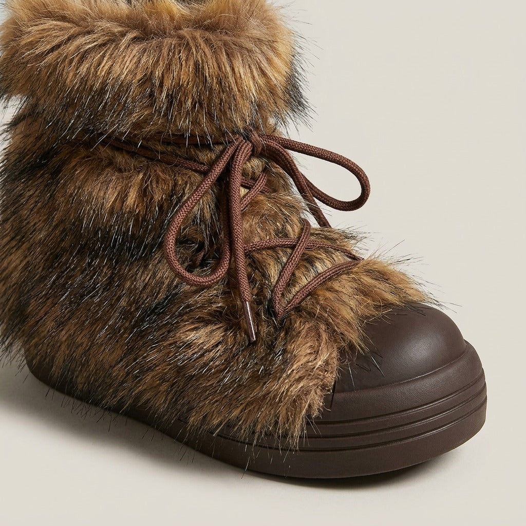 lacey-fuzzy-faux-fur-snow-boots-women-s-brown-lace-up-platform-winter-boots 4