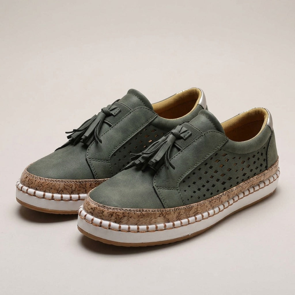 laurel-perforated-tassel-slip-on-loafers-women-s-olive-green-suede-look-casual-loafers 1