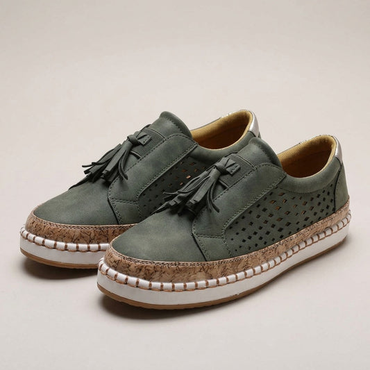 laurel-perforated-tassel-slip-on-loafers-women-s-olive-green-suede-look-casual-loafers 1