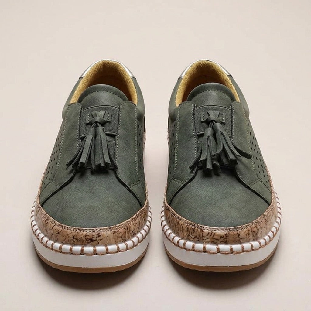 laurel-perforated-tassel-slip-on-loafers-women-s-olive-green-suede-look-casual-loafers 3