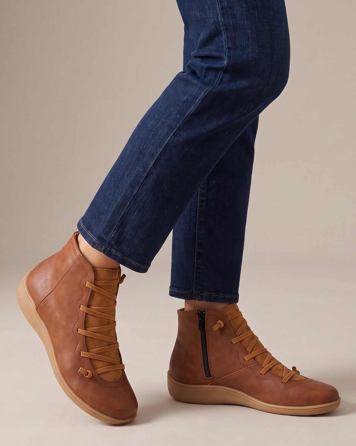 leah-crisscross-lace-flat-ankle-boots-women-s-brown-side-zip-booties 5