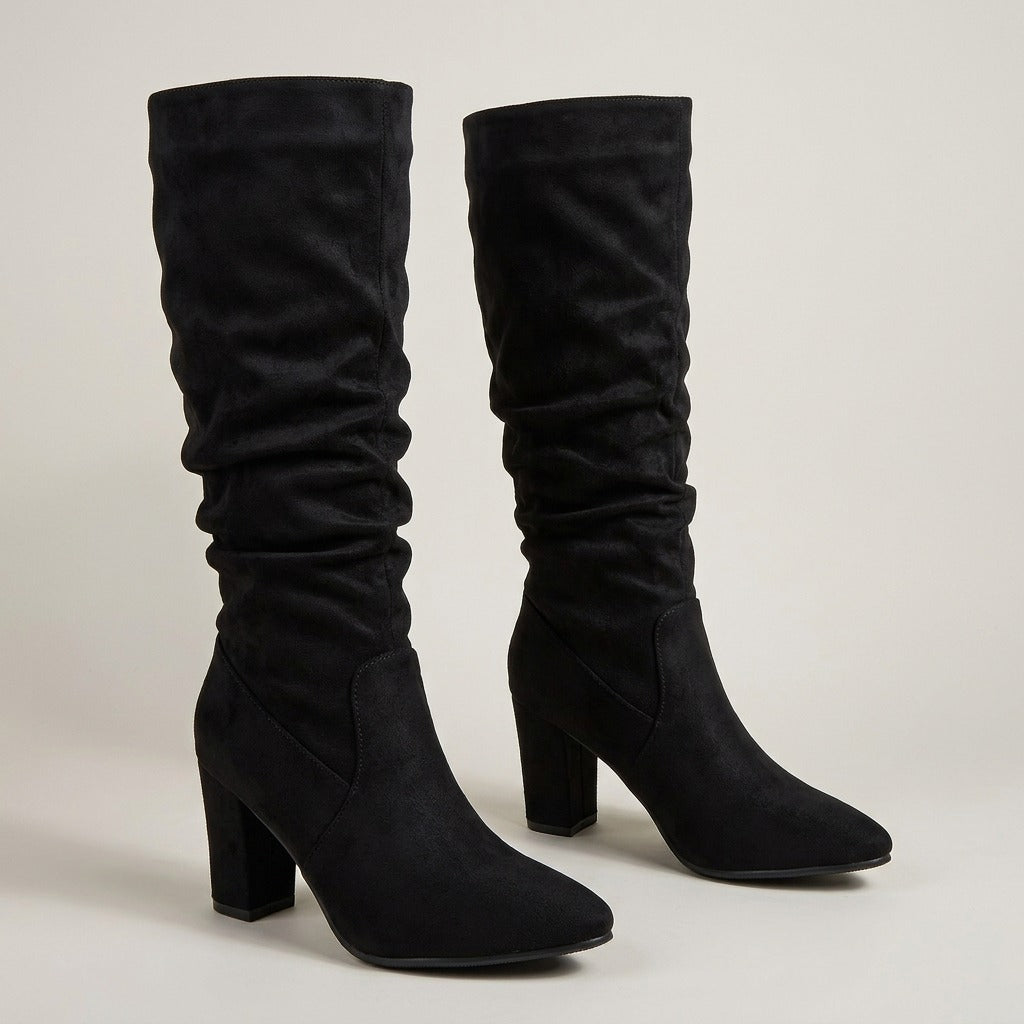 leda-pointed-toe-slouch-knee-high-boots-women-s-black-suede-look-chunky-block-heel-boots 1