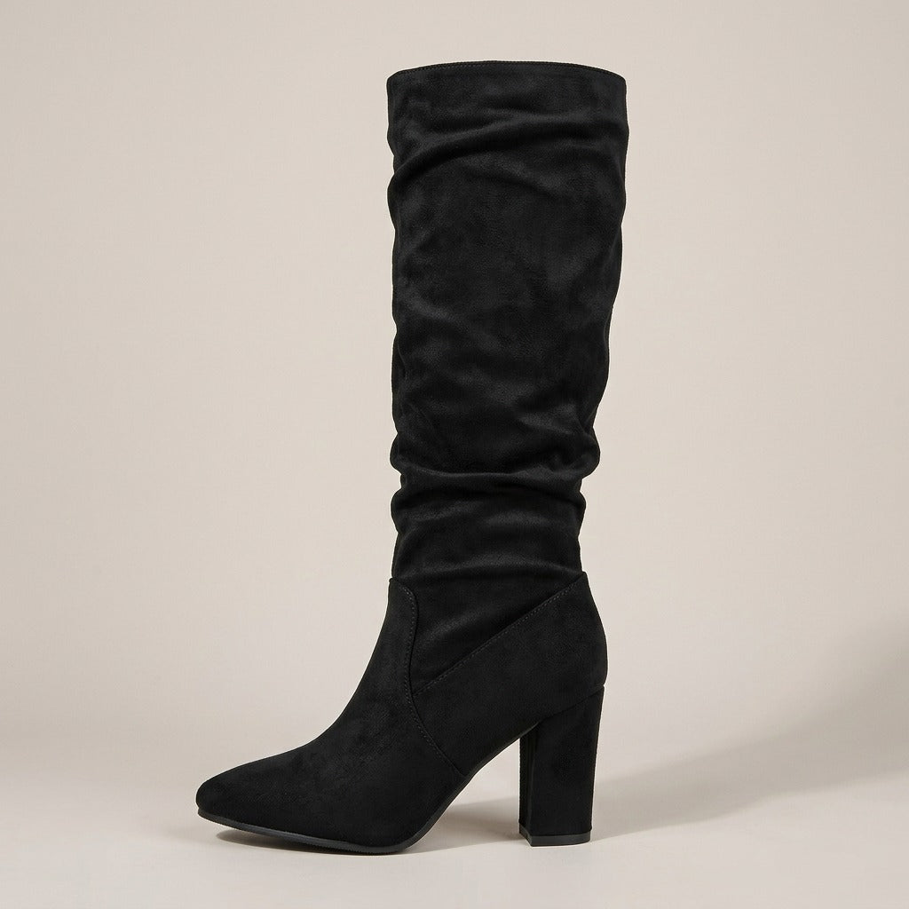 leda-pointed-toe-slouch-knee-high-boots-women-s-black-suede-look-chunky-block-heel-boots 2