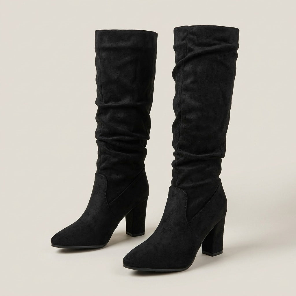 leda-pointed-toe-slouch-knee-high-boots-women-s-black-suede-look-chunky-block-heel-boots 3
