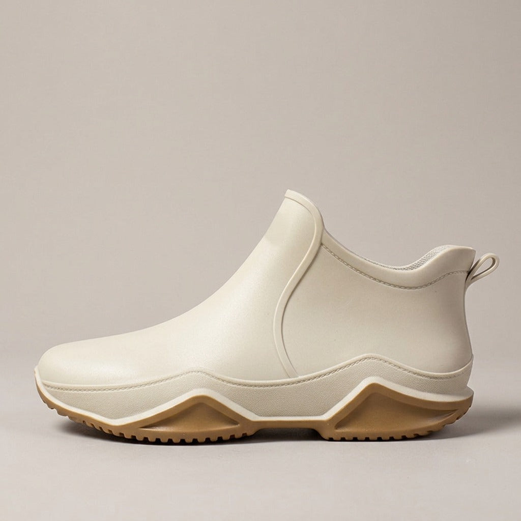 lumi-pull-on-rubber-look-ankle-boots-women-s-cream-wavy-sole-slip-on-booties 2