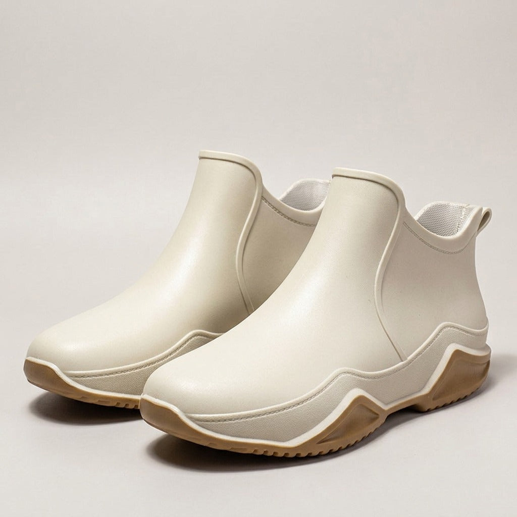 lumi-pull-on-rubber-look-ankle-boots-women-s-cream-wavy-sole-slip-on-booties 3