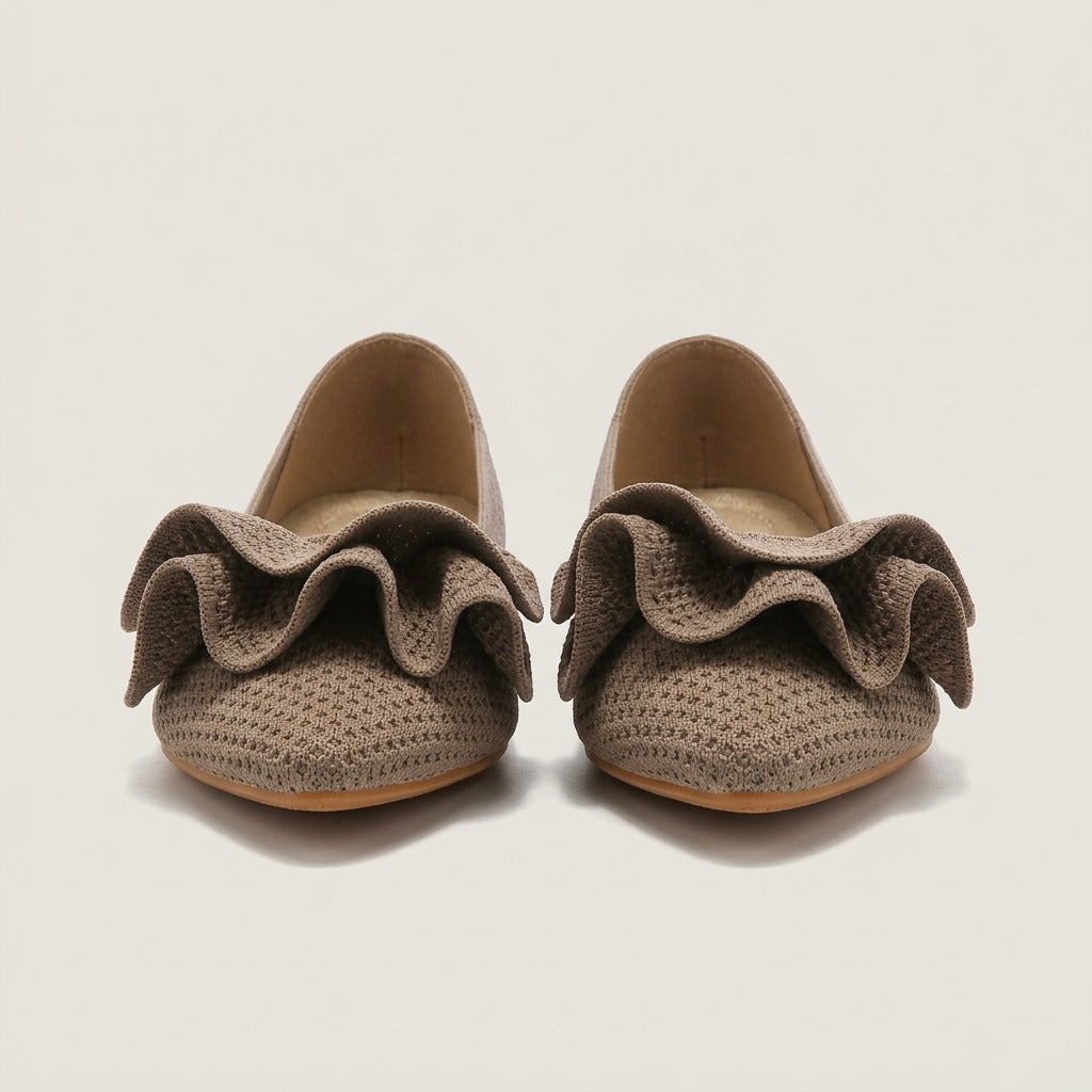 Mabel ruffle knit flats, pair, front view