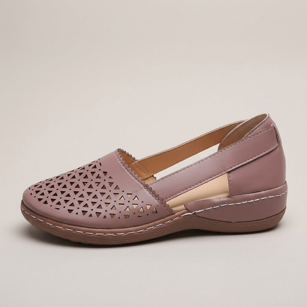 mae-perforated-cutout-slip-on-flats-women-s-pink-leather-look-low-wedge-shoes 2