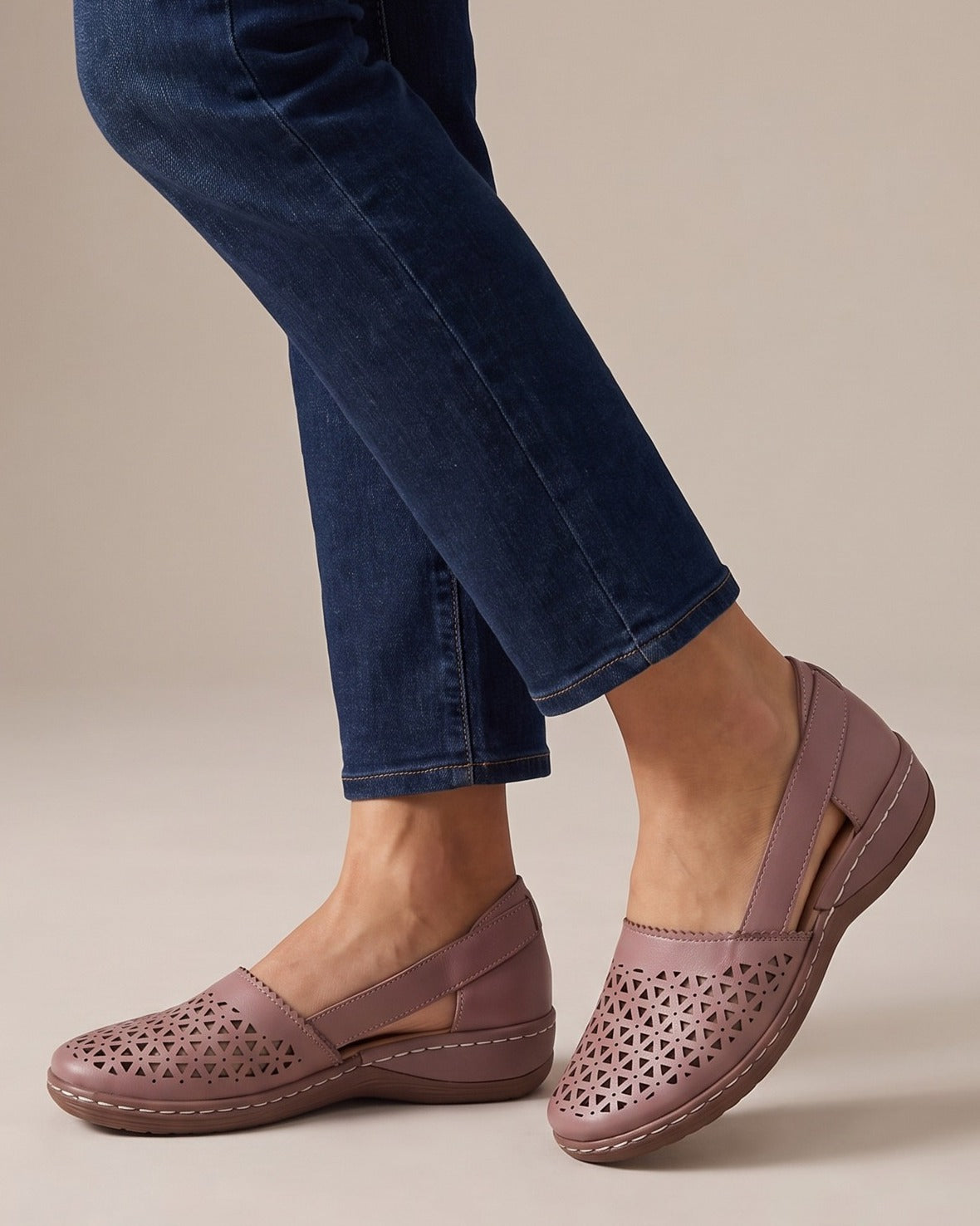 mae-perforated-cutout-slip-on-flats-women-s-pink-leather-look-low-wedge-shoes 5