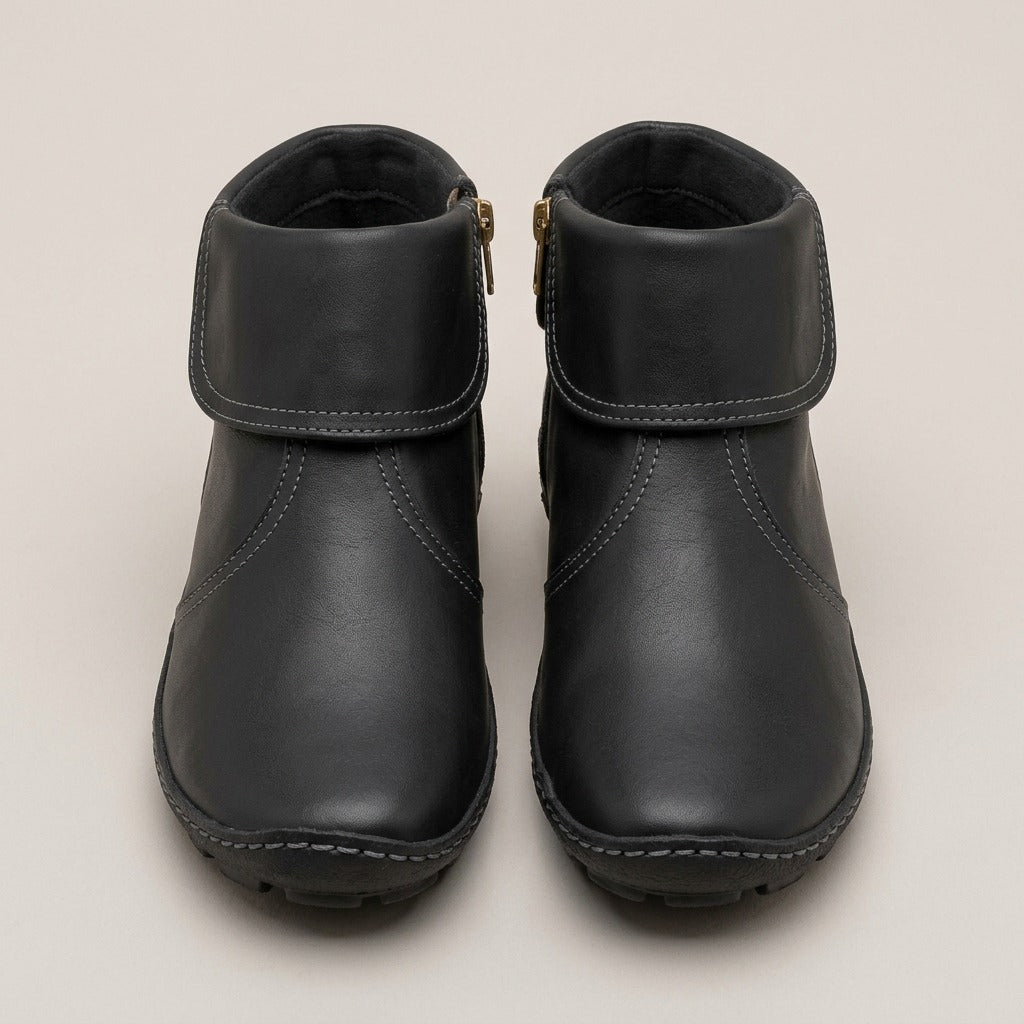 naomi-fold-over-cuff-flat-ankle-boots-women-s-black-side-zip-booties 3