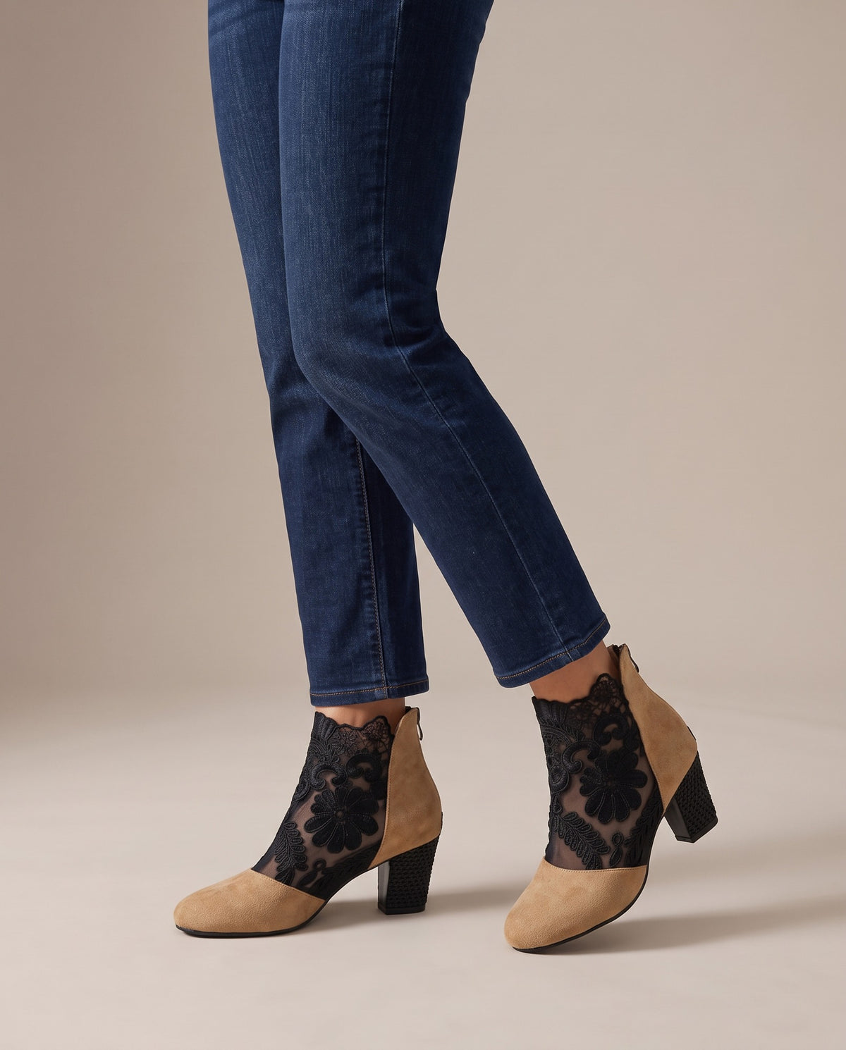nerissa-lace-mesh-block-heel-ankle-boots-women-s-tan-suede-look-back-zip-booties 5
