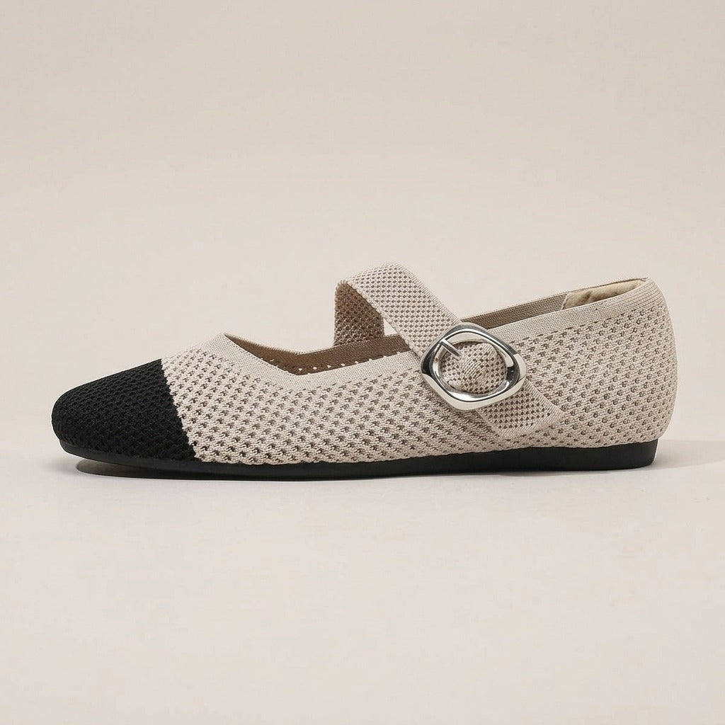 Nina cap-toe Mary Jane flat, side view