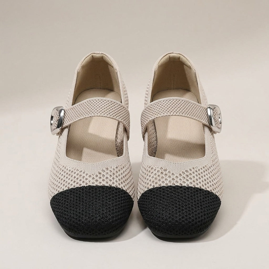 Nina cap-toe Mary Jane flats, pair, front view