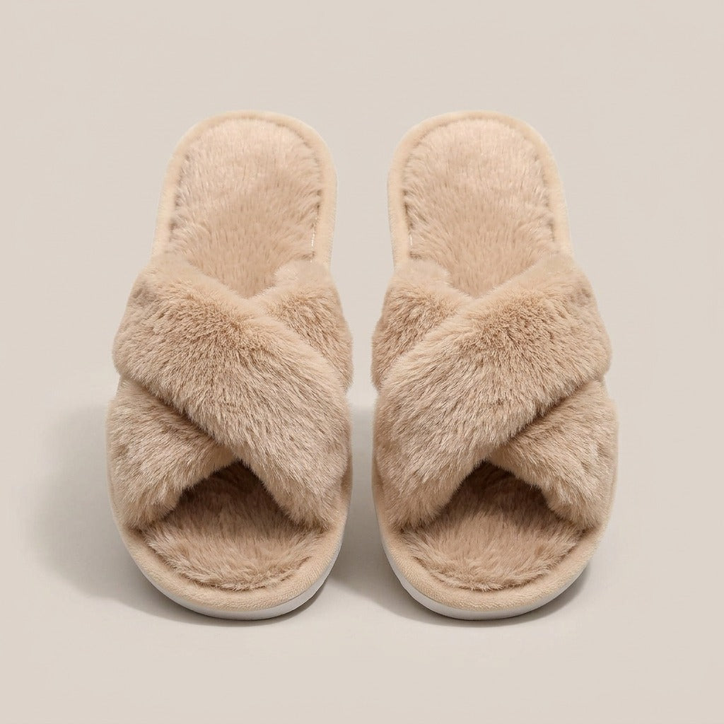 Nova plush slide slippers, pair, view from above