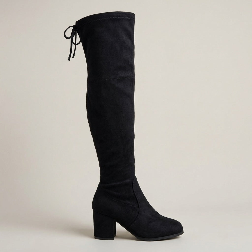 odessa-stretch-over-the-knee-boots-women-s-black-faux-suede-tie-back-block-heel-boots 2