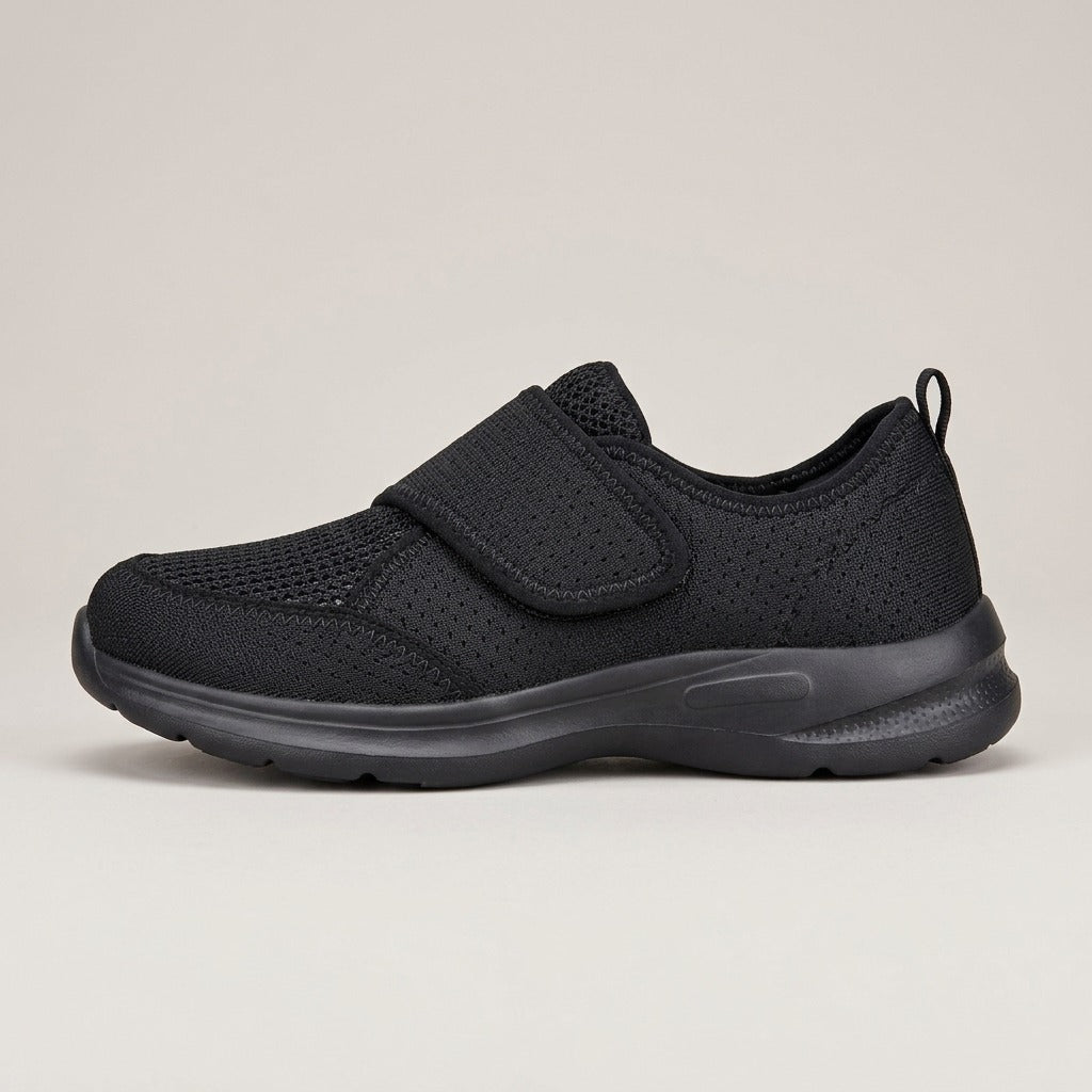 Opal black strap shoe, side view