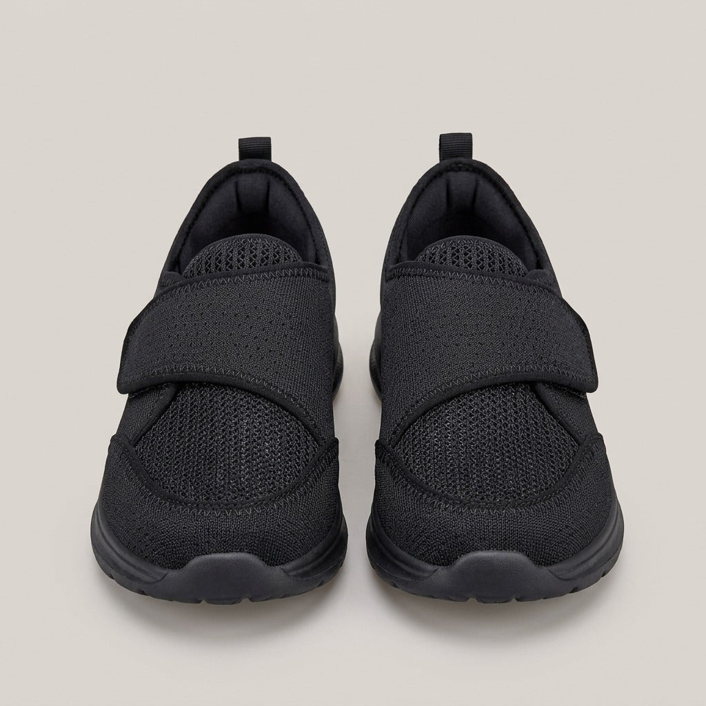 Opal black strap shoes, pair, front view