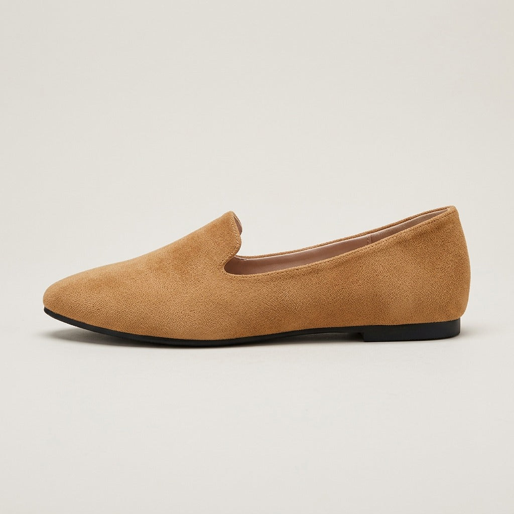 pia-suede-look-pointed-toe-flats-women-s-tan-slip-on-v-cut-loafer-flats 2