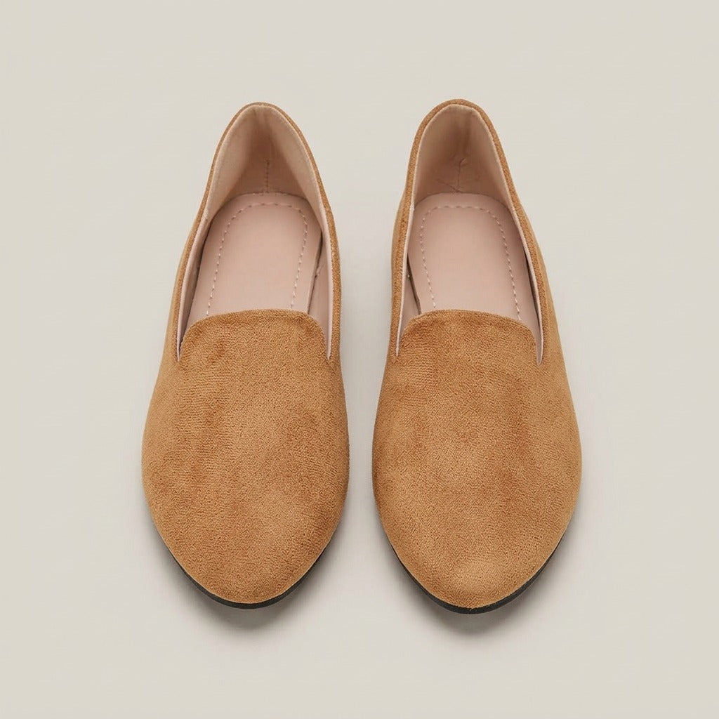 pia-suede-look-pointed-toe-flats-women-s-tan-slip-on-v-cut-loafer-flats 3