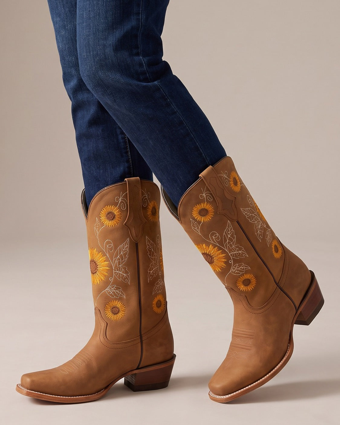 primrose-sunflower-embroidered-cowboy-boots-women-s-tan-square-toe-mid-calf-western-boots 5