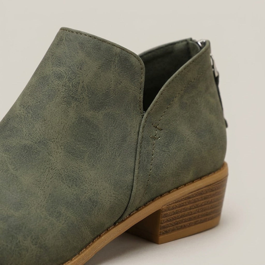 rhea-v-cut-block-heel-booties-women-s-olive-green-back-zip-ankle-boots 4
