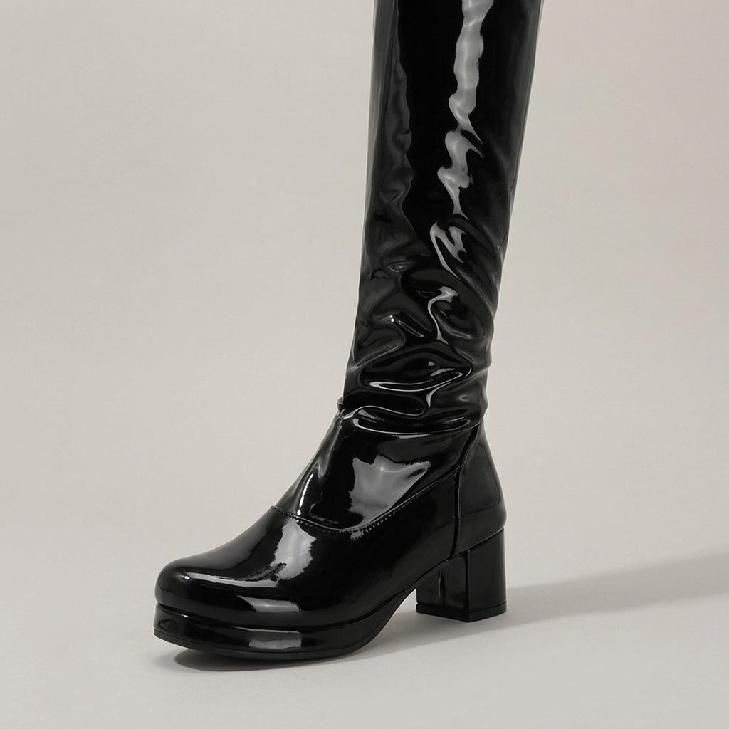 romilly-patent-look-stretch-over-the-knee-boots-women-s-black-low-block-heel-go-go-boots 4