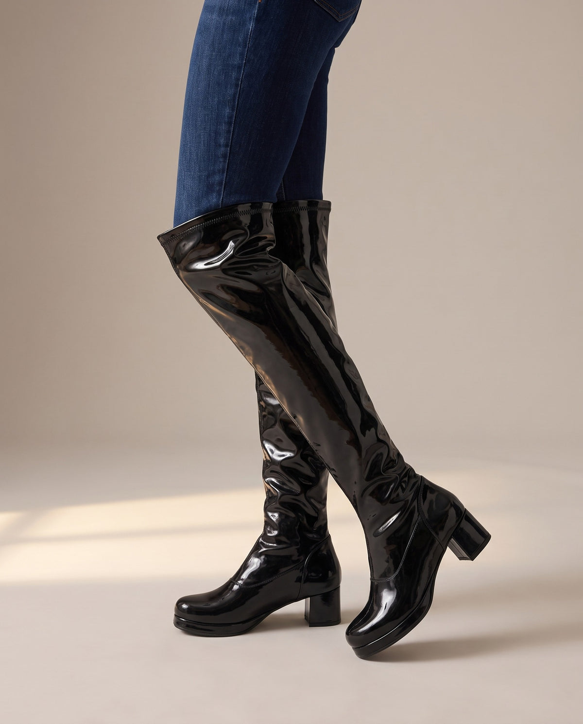 romilly-patent-look-stretch-over-the-knee-boots-women-s-black-low-block-heel-go-go-boots 5
