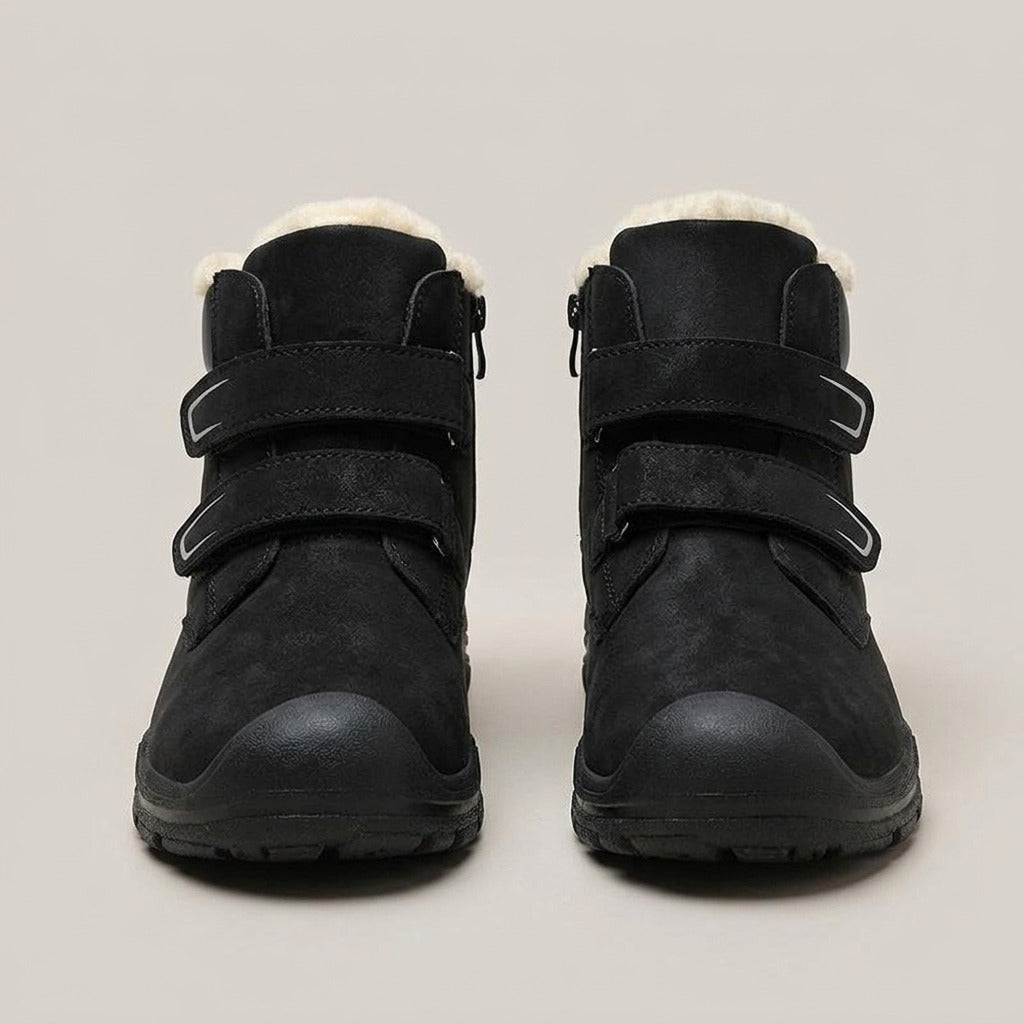Rosa black ankle boots, pair, front view