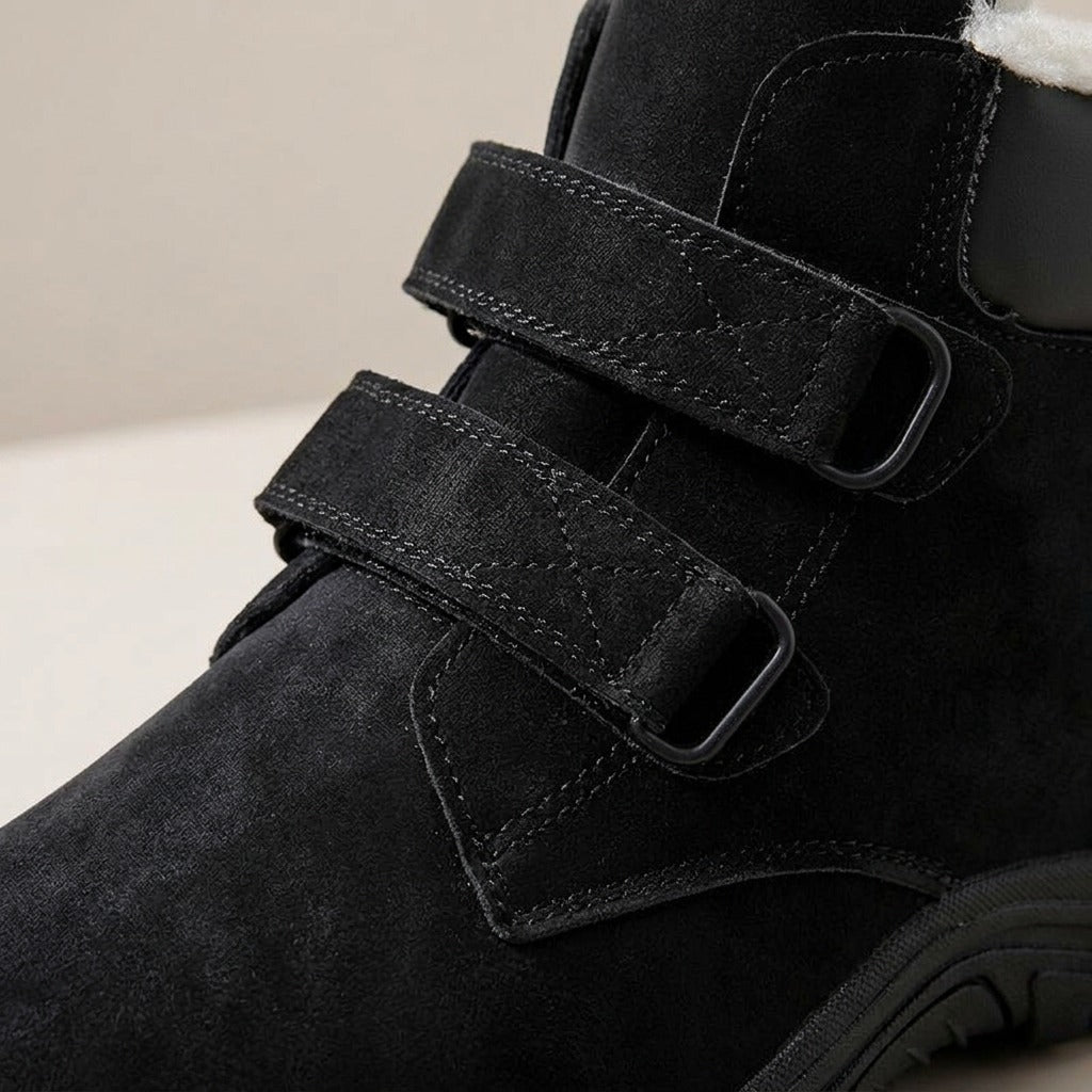 Close-up of the two hook-and-loop straps on the Rosa boot