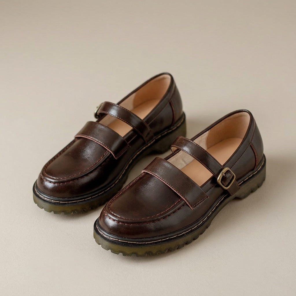 rosamund-buckle-strap-vintage-mary-jane-loafers-women-s-dark-brown-leather-look-lug-sole-mary-janes 3