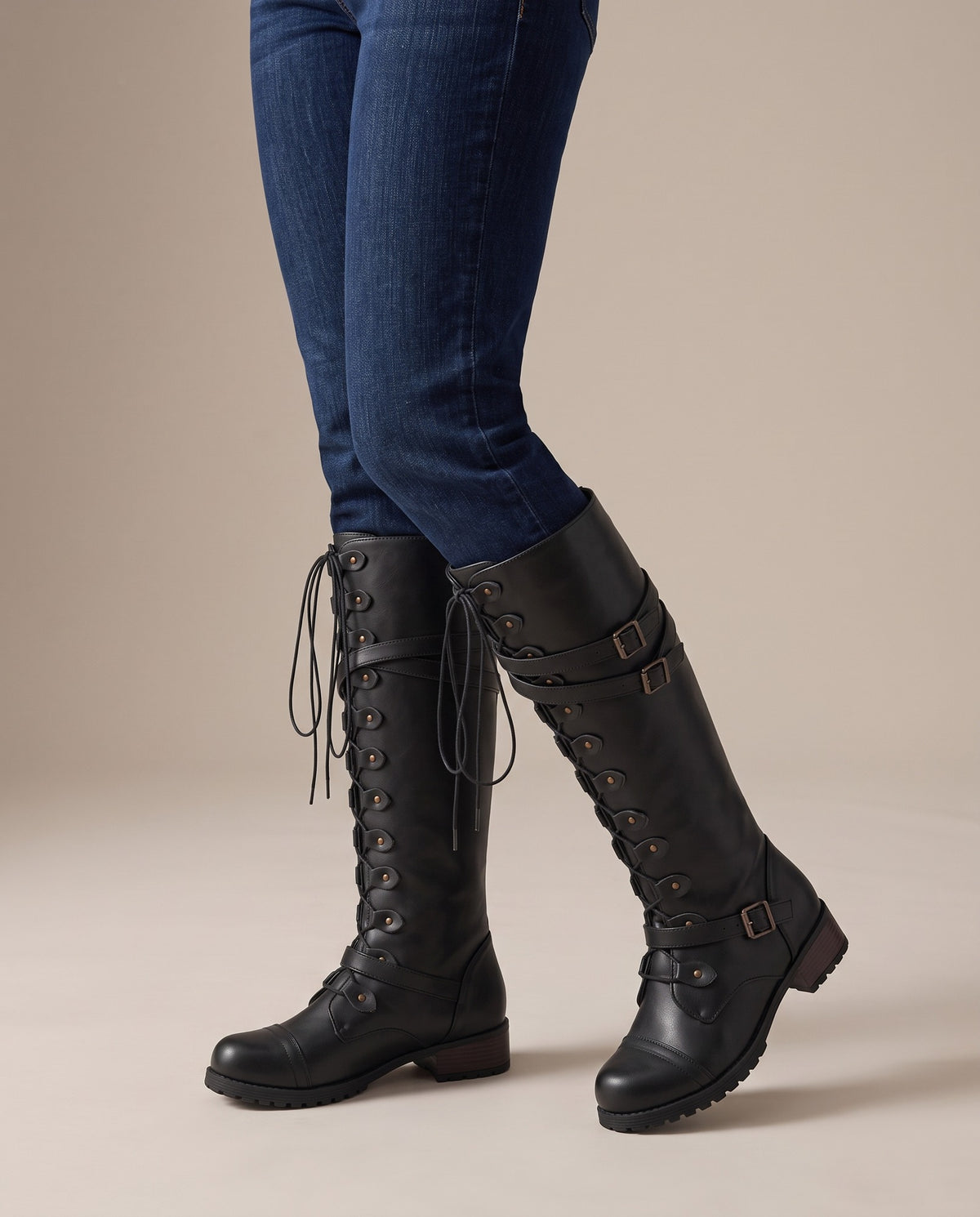 rowena-knee-high-lace-up-combat-boots-women-s-black-buckle-strap-riding-boots 5