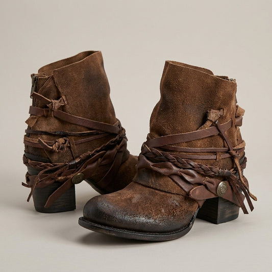 sable-braided-strap-slouch-ankle-boots-women-s-brown-suede-look-block-heel-booties 1