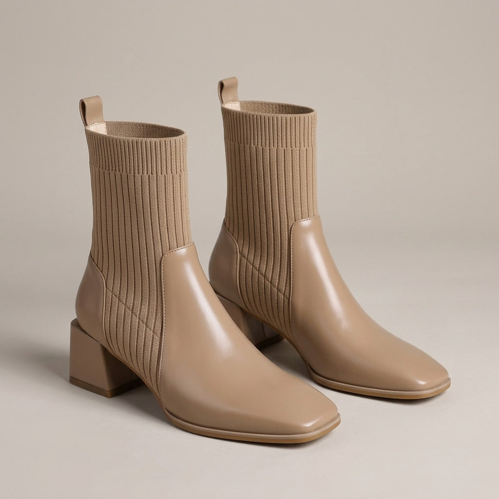 saffie-knit-sock-block-heel-ankle-boots-women-s-tan-leather-look-square-toe-booties 1