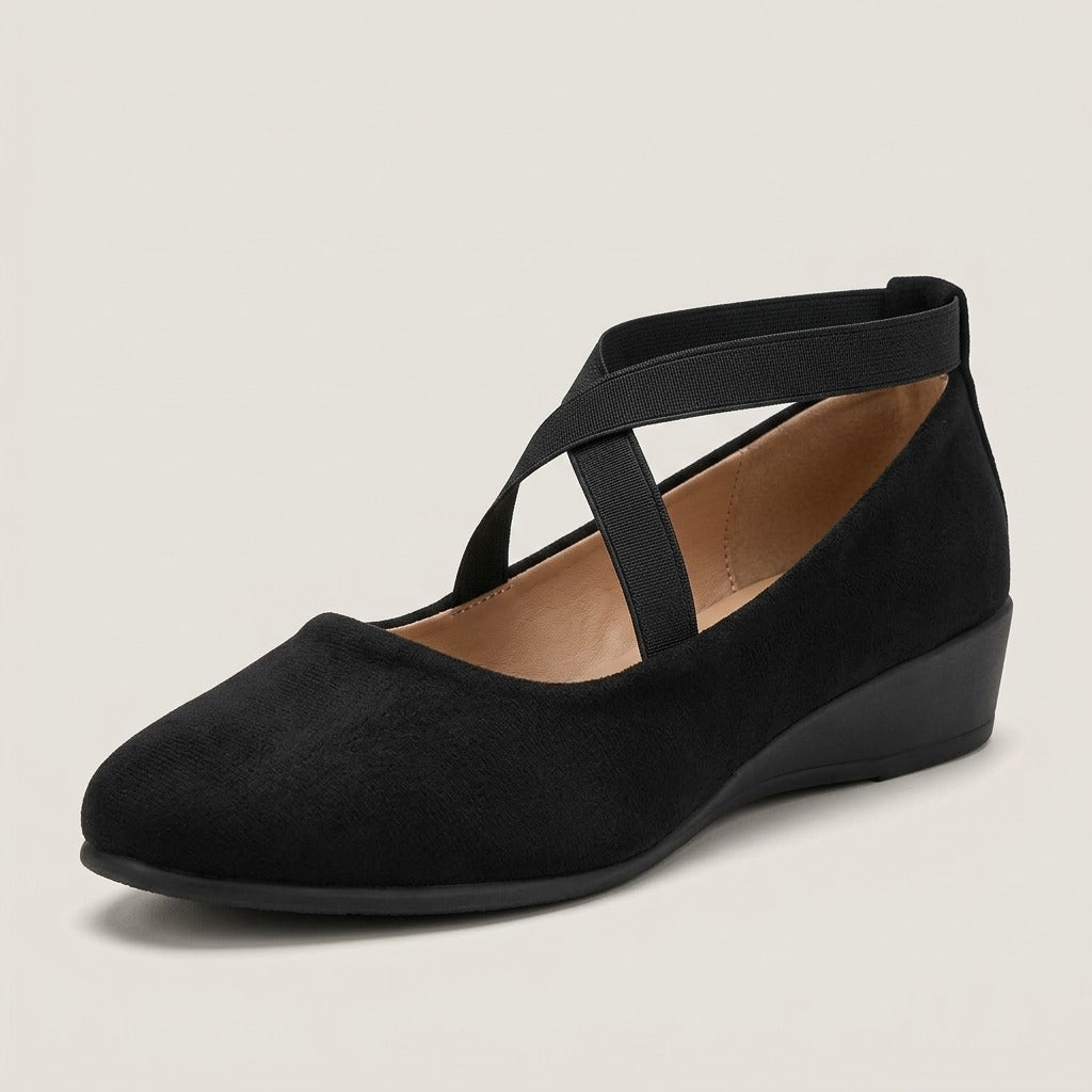 saskia-pointed-toe-cross-strap-ballet-flats-women-s-black-suede-look-low-wedge-ankle-strap-shoes 4