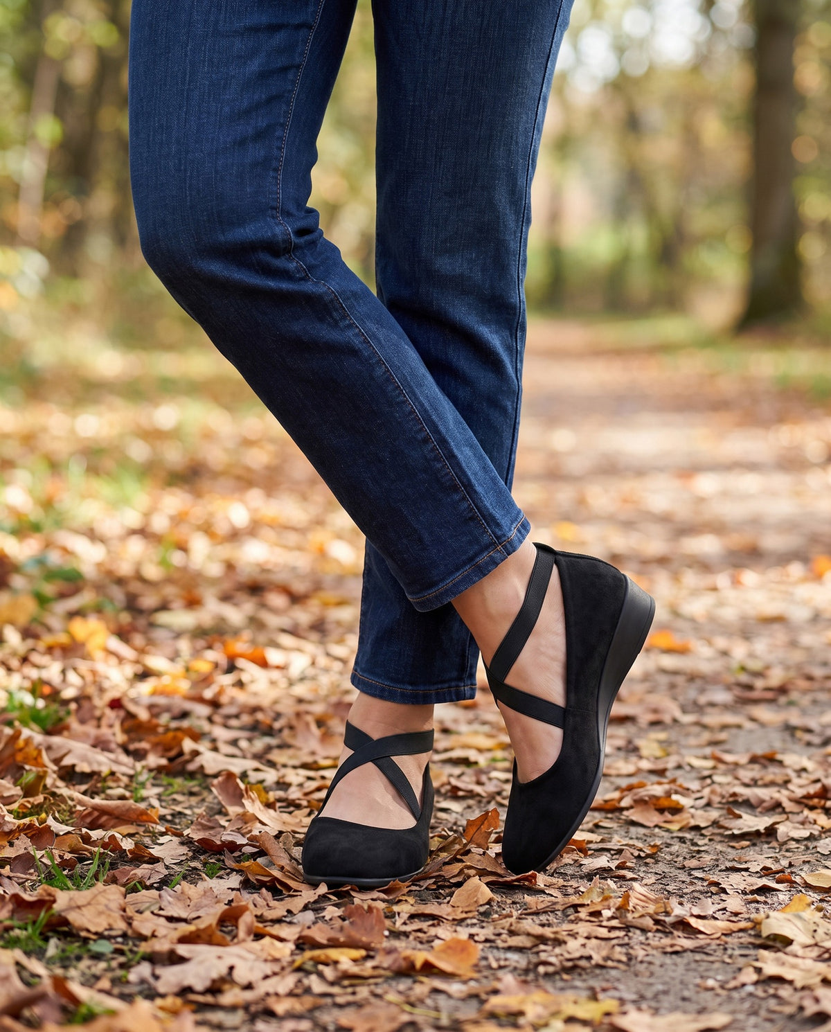 saskia-pointed-toe-cross-strap-ballet-flats-women-s-black-suede-look-low-wedge-ankle-strap-shoes 6
