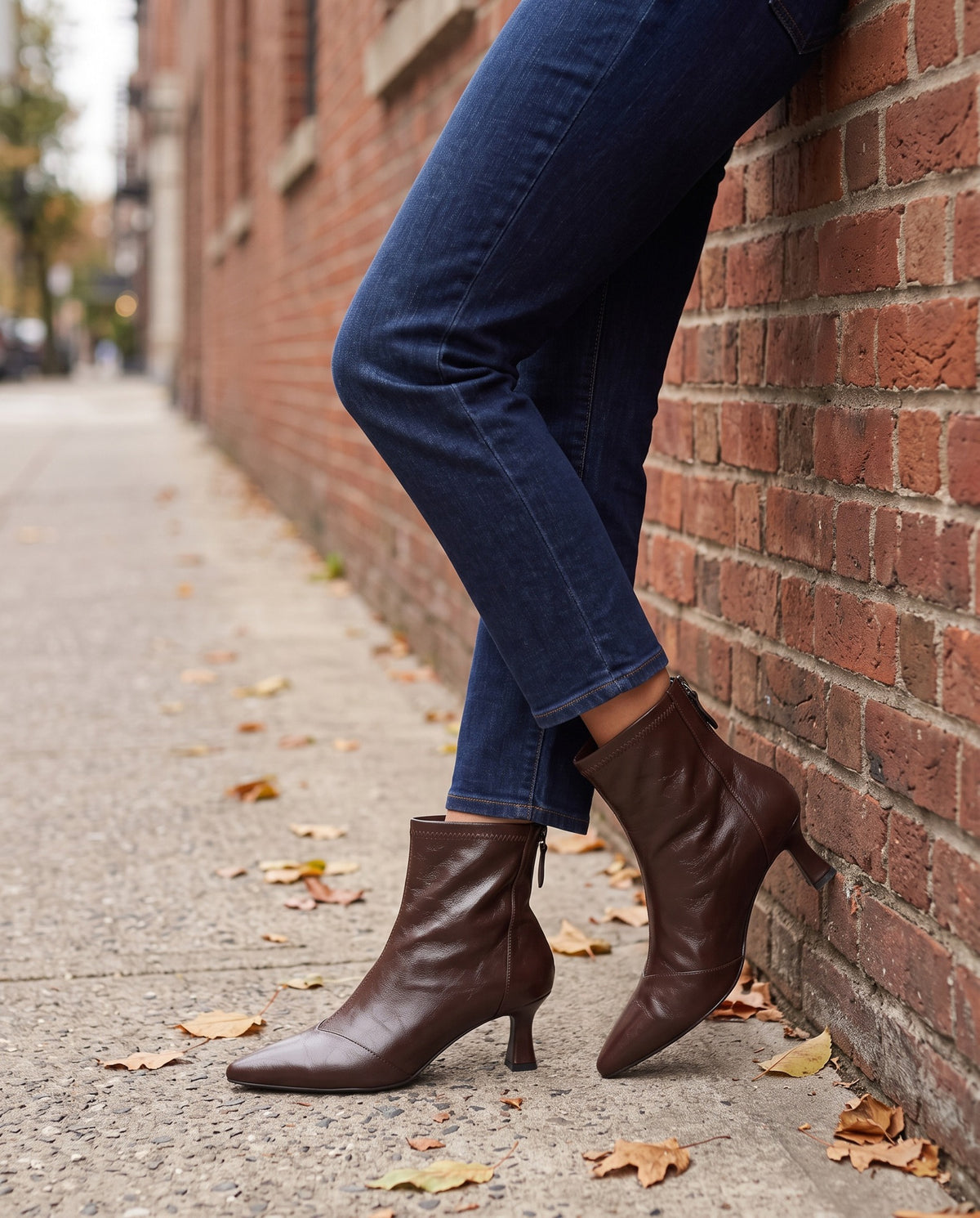 scarlett-pointed-toe-kitten-heel-ankle-boots-women-s-brown-leather-look-sock-booties 6