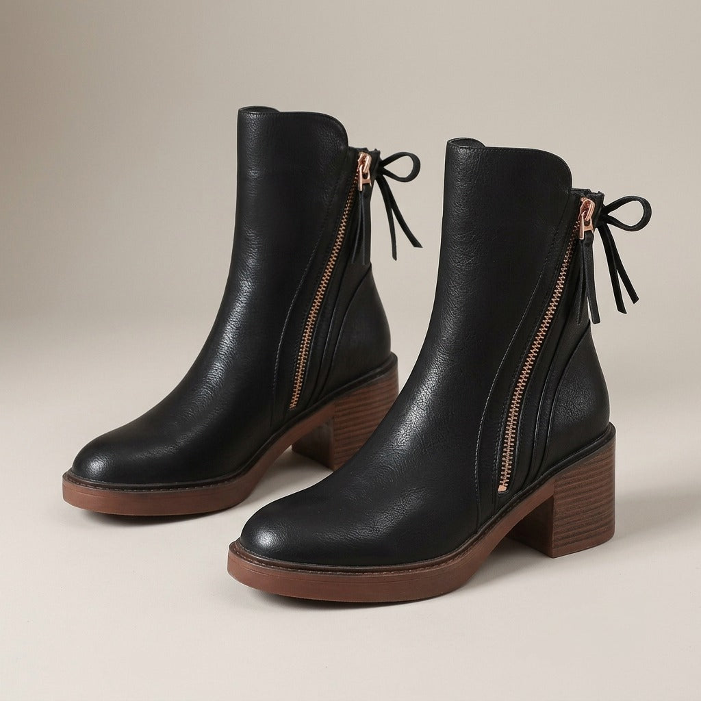 selma-diagonal-zip-block-heel-ankle-boots-women-s-black-leather-look-booties 1