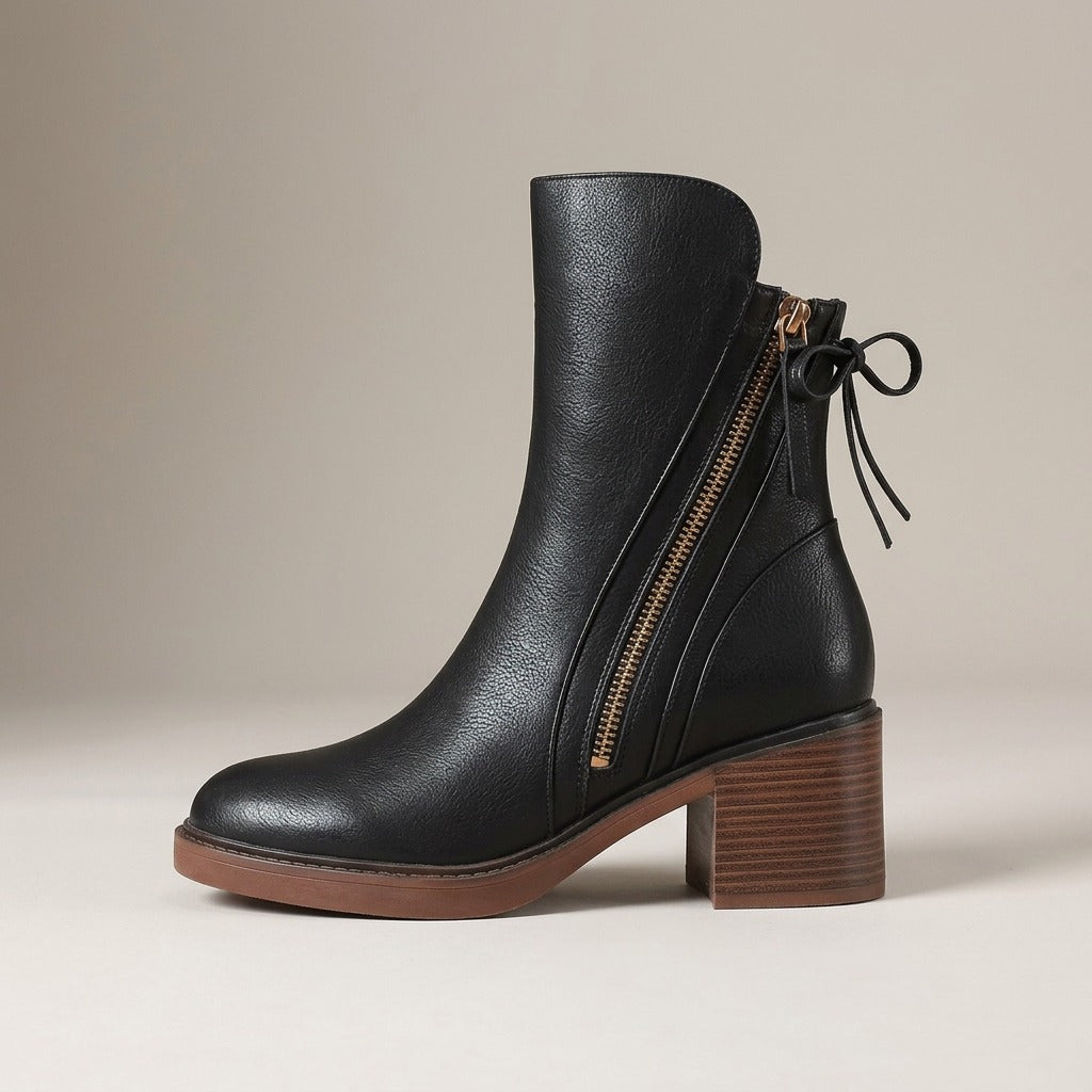 selma-diagonal-zip-block-heel-ankle-boots-women-s-black-leather-look-booties 2
