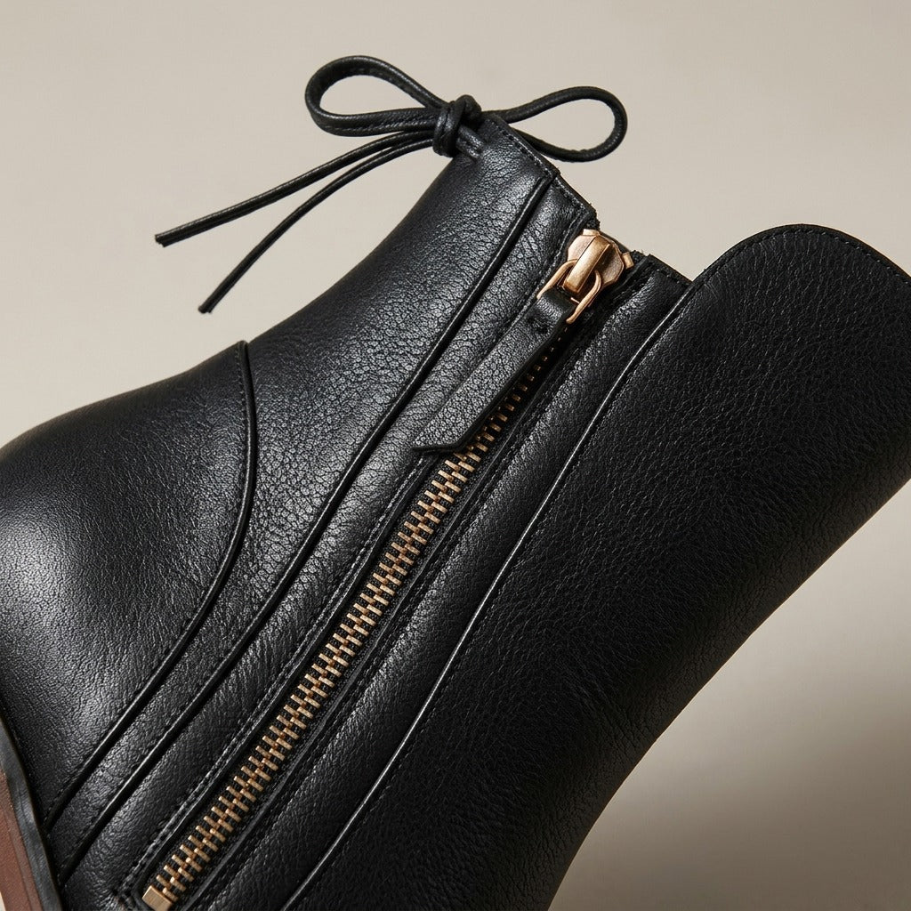 selma-diagonal-zip-block-heel-ankle-boots-women-s-black-leather-look-booties 4
