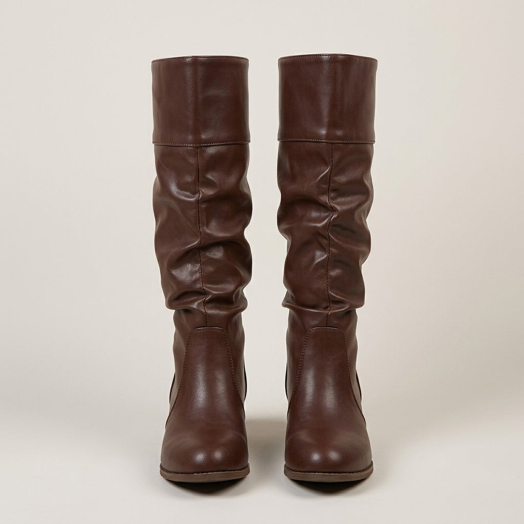 Stella brown riding boots, pair, front view