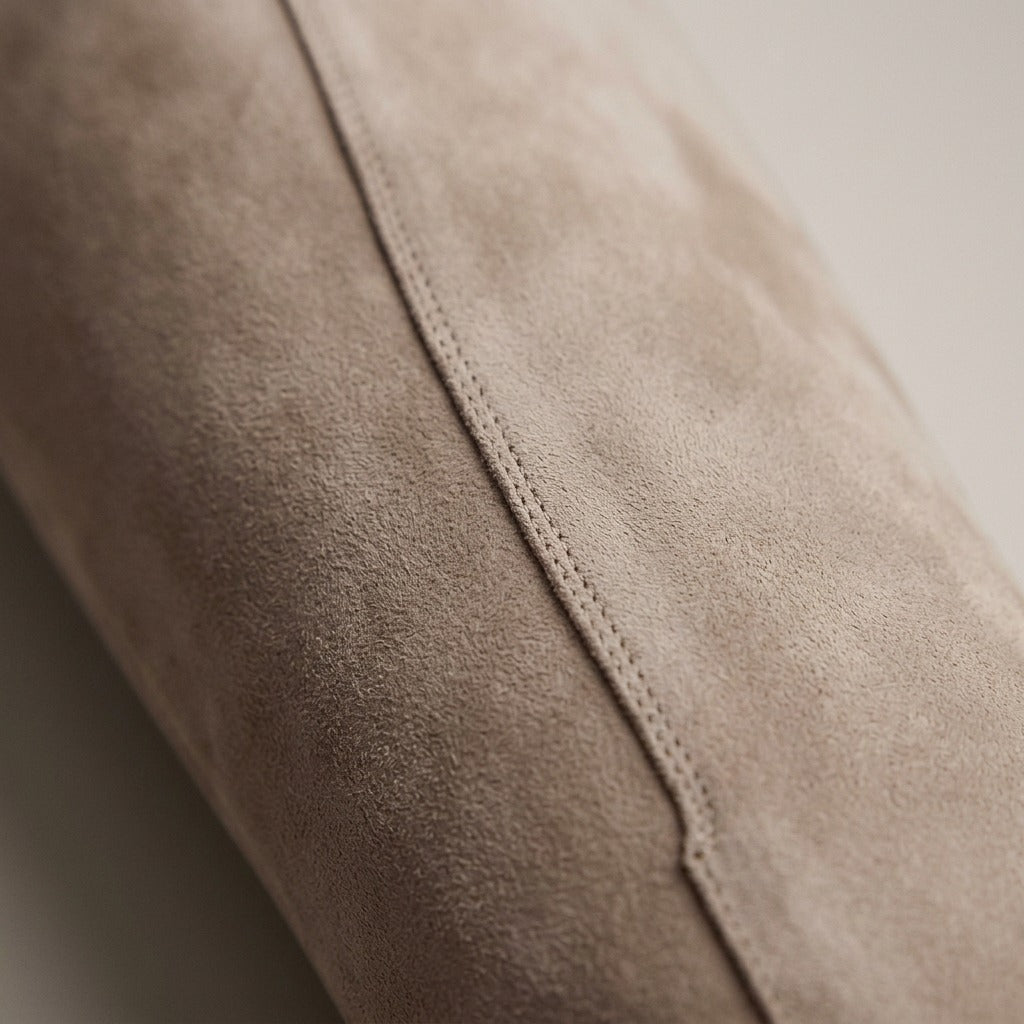 Close-up of the suede-look shaft seam on the Sybil boot